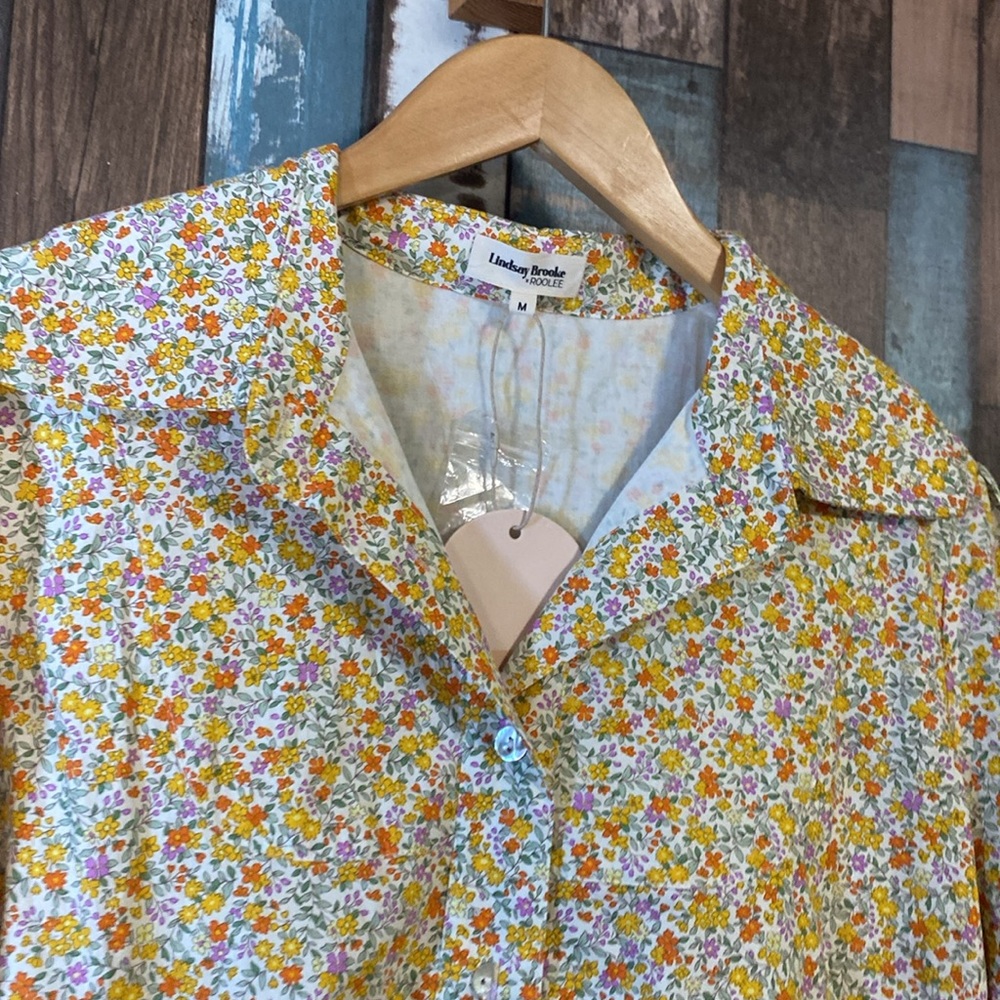 Lindsay Brooke x Roole Medium cotton button down Floral Dress - Picture 8 of 16